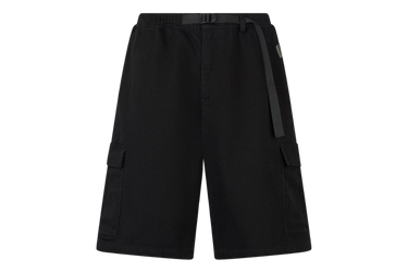 Vision of Super Black Cargo Shorts With Printed Flames Patch and Printed Logo