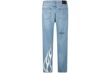 Vision of Super Blue Denim Jeans with Flames