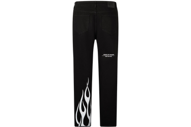 Vision of Super Black Denim Jeans with Flames