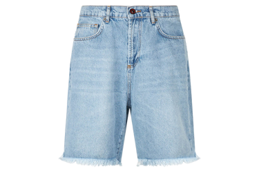 Vision of Super Blue Denim Shorts With Printed Flames and Logo