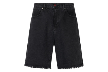 Vision of Super Black Denim Shorts With Printed Flames and Logo